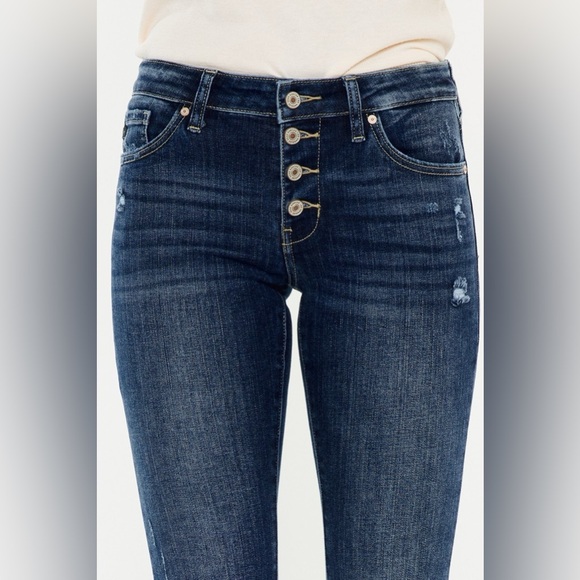 Kancan Mid Rise Button Fly Flare Jeans - Picture 6 of 8